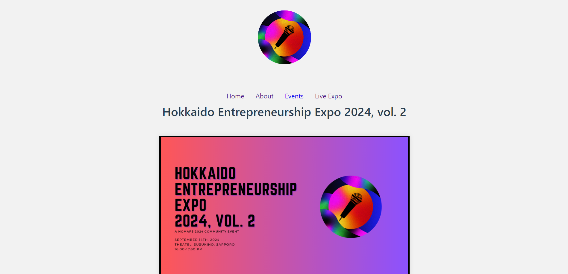 Hokkaido Entrepreneurship Expo website